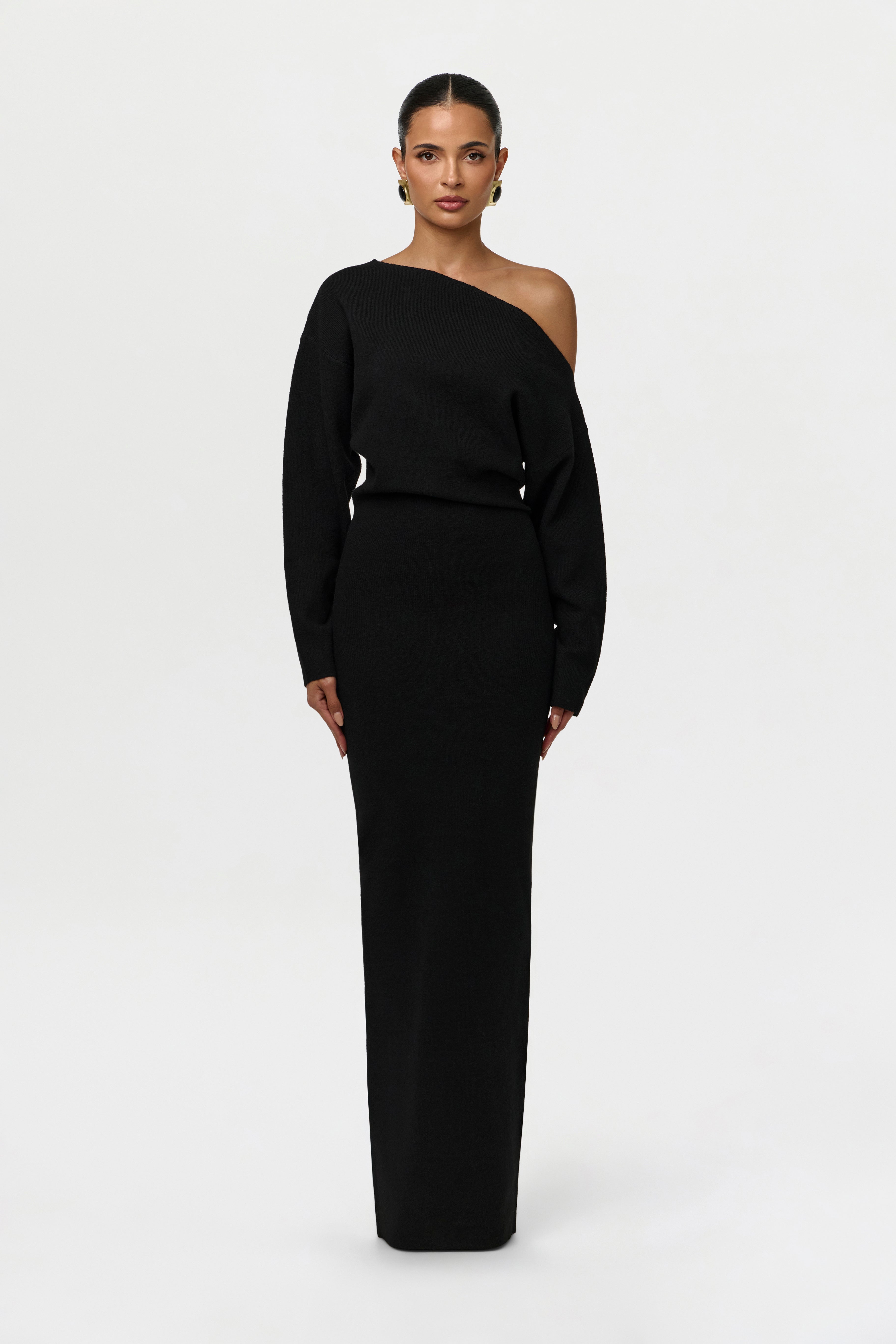 Serena strik maxi kjole - Sort